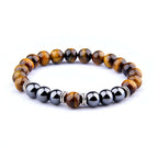 Tiger Eye Bracelet Fashion Simple Obsidian Alloy Separator Elastic Bracelet - Hadi Craft