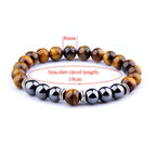 Tiger Eye Bracelet Fashion Simple Obsidian Alloy Separator Elastic Bracelet - Hadi Craft