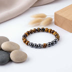 Tiger Eye Bracelet Fashion Simple Obsidian Alloy Separator Elastic Bracelet - Hadi Craft