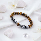 Tiger Eye Bracelet Fashion Simple Obsidian Alloy Separator Elastic Bracelet - Hadi Craft