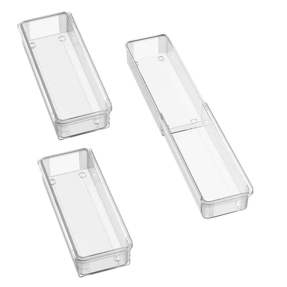 Transparent retractable drawer storage box for household kitchen utensils, chopsticks, spoons, dividers, multifunctional station - Hadi Craft