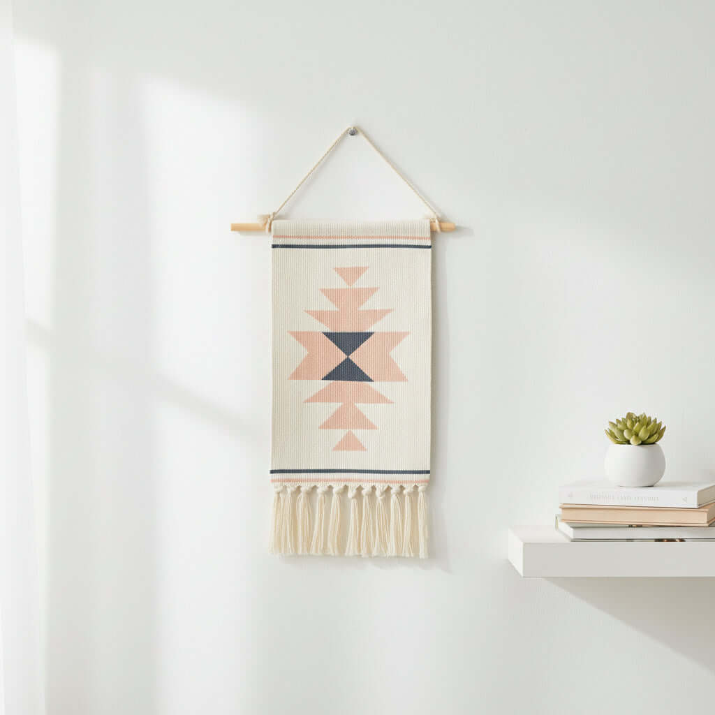 Tufted Tassel Wall Hanging – Boho Hand-Woven Tapestry Decor - Hadi Craft