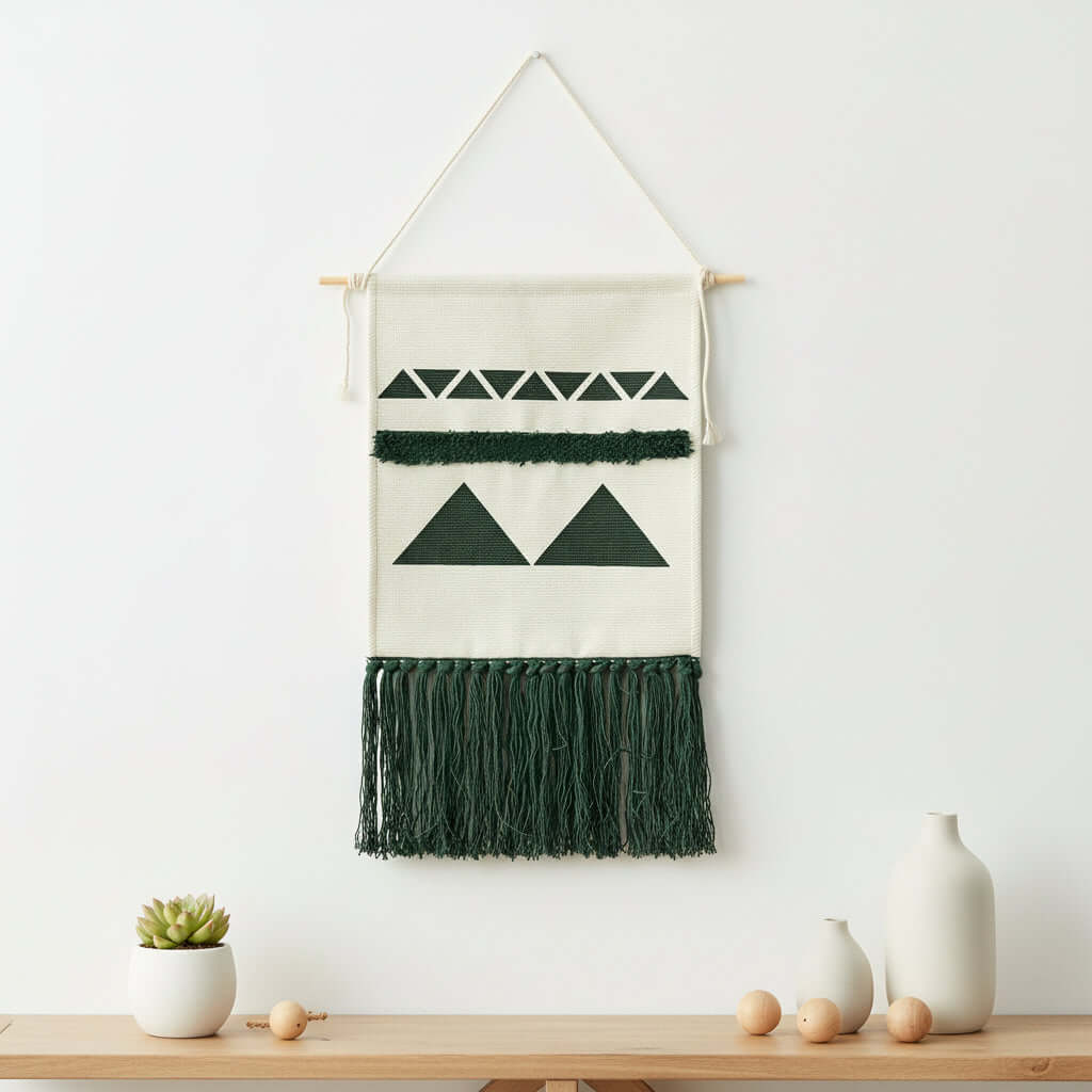Tufted Tassel Wall Hanging – Boho Hand-Woven Tapestry Decor - Hadi Craft