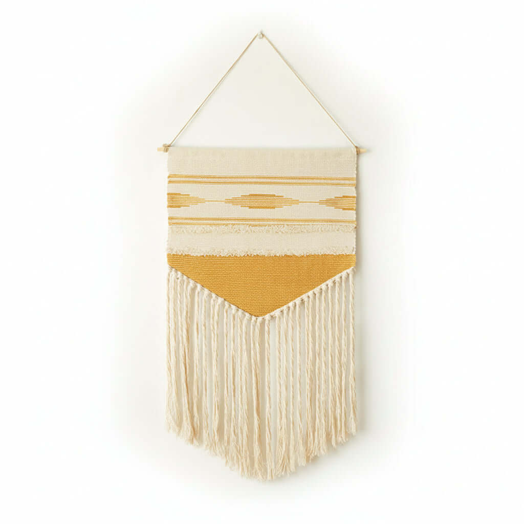 Tufted Tassel Wall Hanging – Boho Hand-Woven Tapestry Decor - Hadi Craft