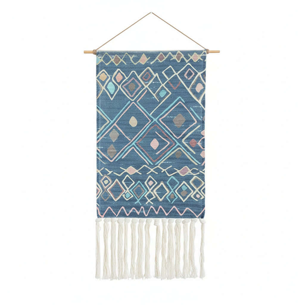 Tufted Tassel Wall Hanging – Boho Hand-Woven Tapestry Decor - Hadi Craft