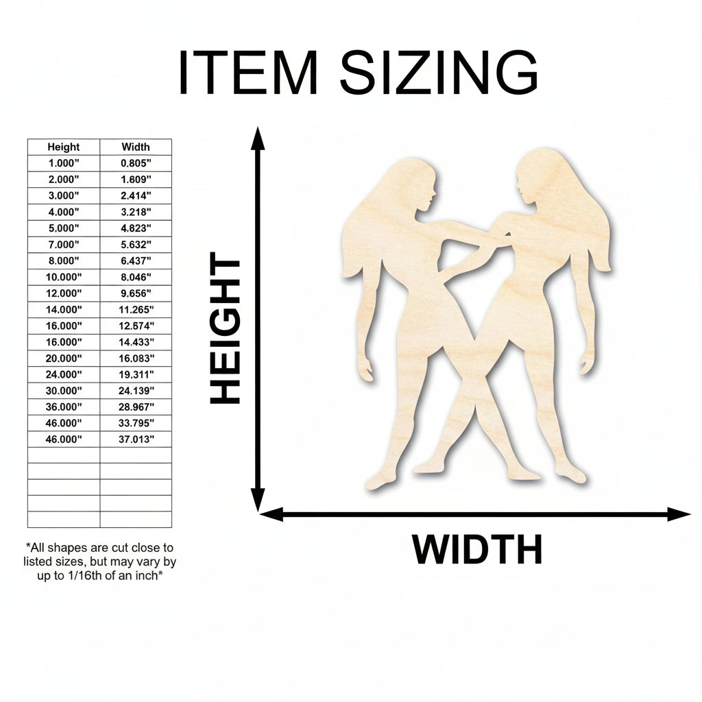 Unfinished Wood Gemini Zodiac Crafts - Hadi Craft USA