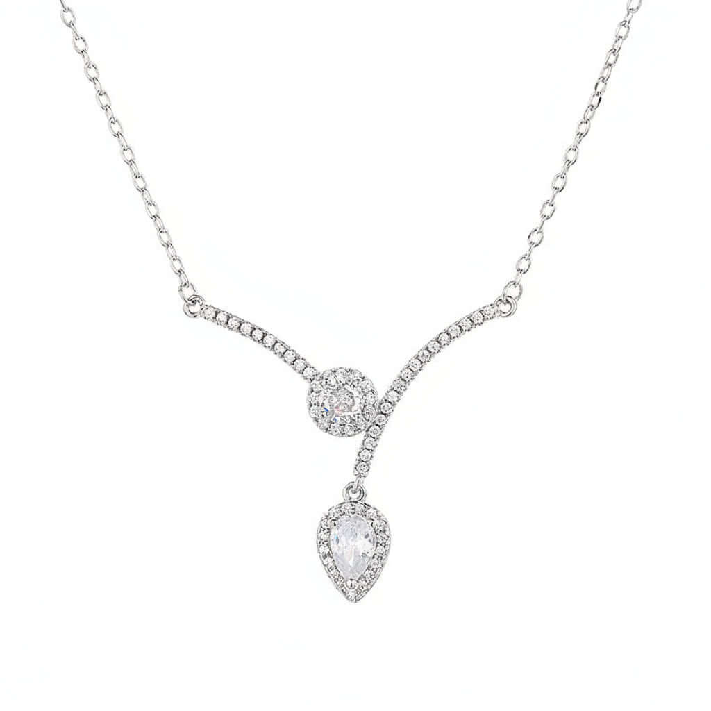 V-shaped zircon necklace Water Drop Micro Inlaid Zircon - Hadi Craft