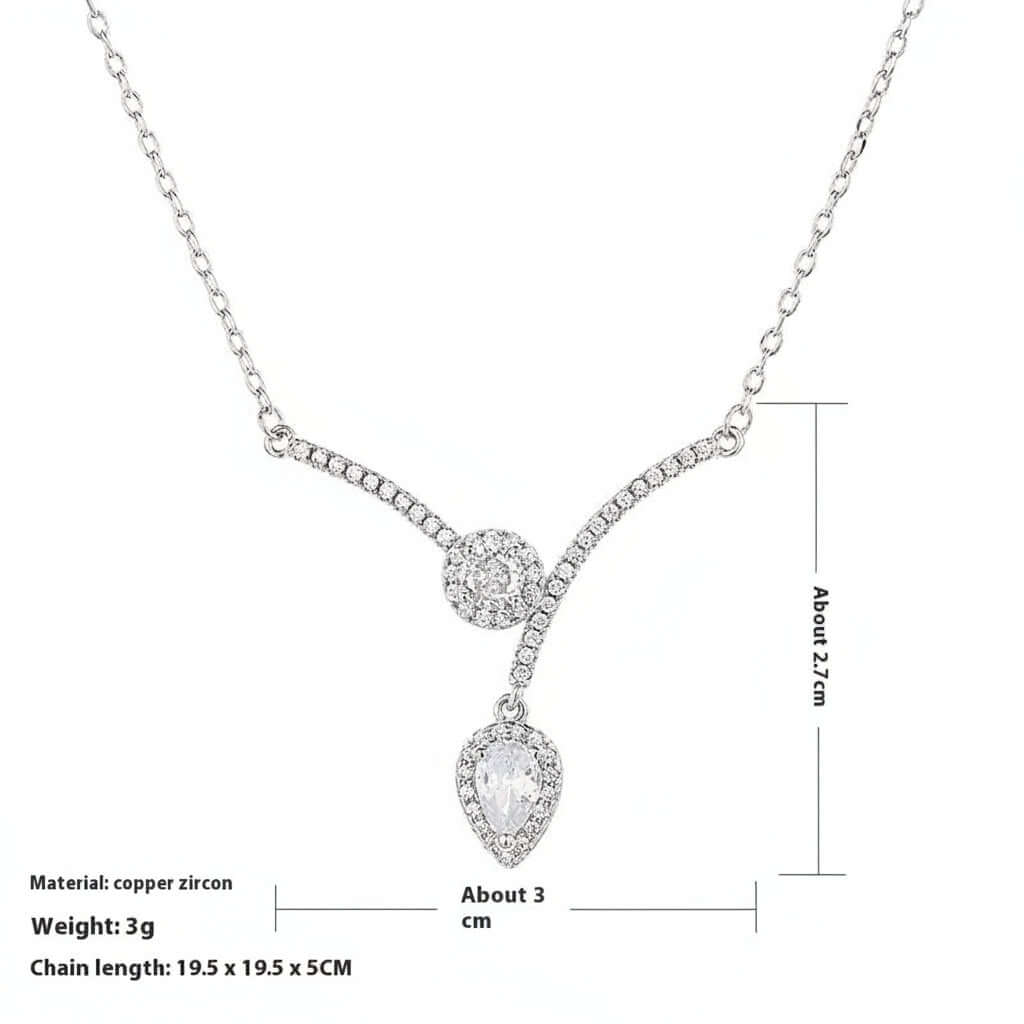 V-shaped zircon necklace Water Drop Micro Inlaid Zircon - Hadi Craft
