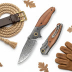 VG10 Damascus Steel Folding Knife – Premium EDC Pocket Knife with Mahogany Handle for Camping & Outdoor - Hadi Craft