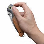 VG10 Damascus Steel Folding Knife – Premium EDC Pocket Knife with Mahogany Handle for Camping & Outdoor - Hadi Craft