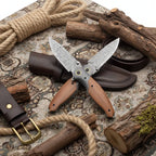 VG10 Damascus Steel Folding Knife – Premium EDC Pocket Knife with Mahogany Handle for Camping & Outdoor - Hadi Craft