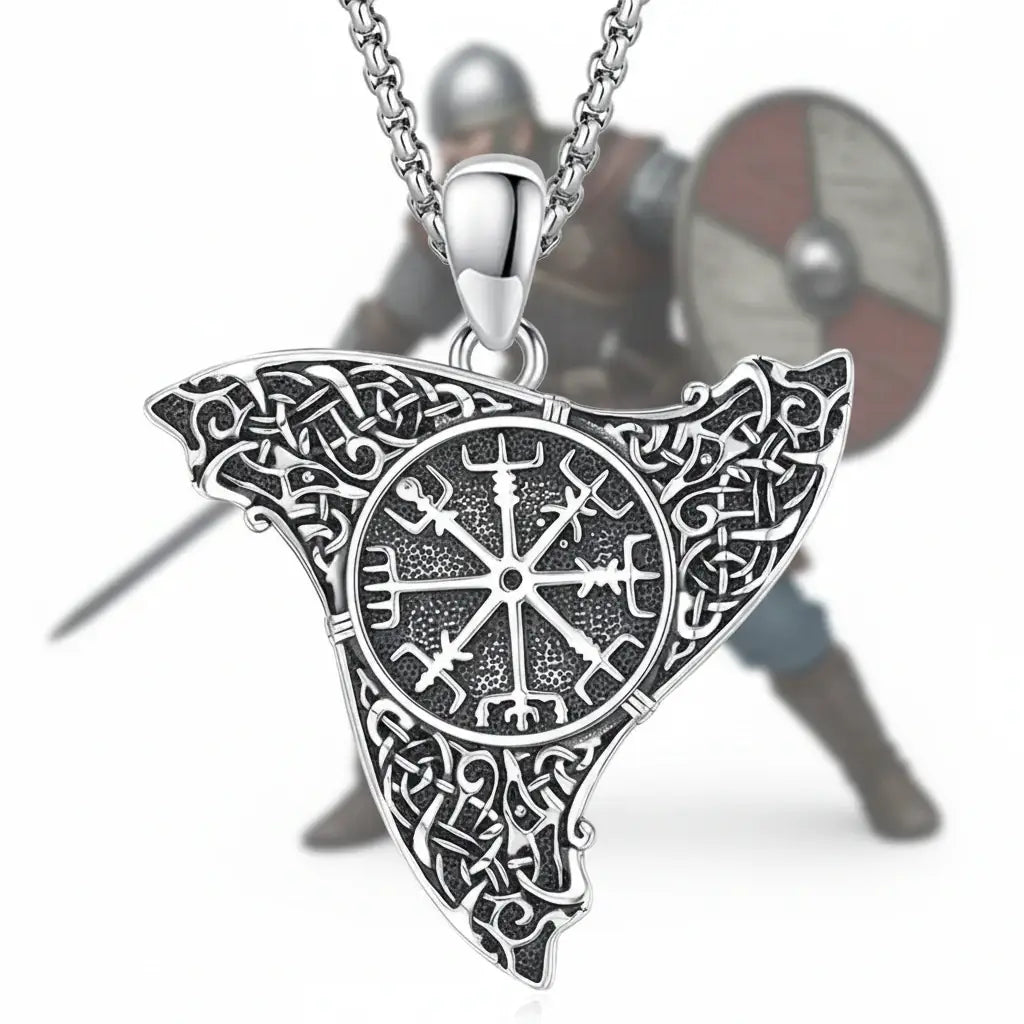 Vegvisir Viking Necklace 925 Sterling Silver – Nordic Compass Protection Amulet Pendant for Men & Women - Hadi Craft