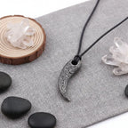 Viking Damascus steel tooth pendant Necklace Nordic Warrior Jewelry - Hadi Craft