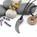 Viking Damascus steel tooth pendant Necklace Nordic Warrior Jewelry - Hadi Craft