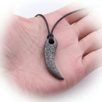 Viking Damascus steel tooth pendant Necklace Nordic Warrior Jewelry - Hadi Craft