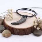 Viking Damascus steel tooth pendant Necklace Nordic Warrior Jewelry - Hadi Craft
