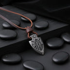 Viking Dragon Spear Stainless Steel Pendant Necklace for Men – Leather Chain Gift Box Set - Hadi Craft
