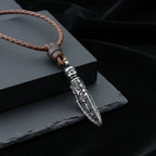 Viking Dragon Spear Stainless Steel Pendant Necklace for Men – Leather Chain Gift Box Set - Hadi Craft