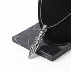 Viking Dragon Spear Stainless Steel Pendant Necklace for Men – Leather Chain Gift Box Set - Hadi Craft