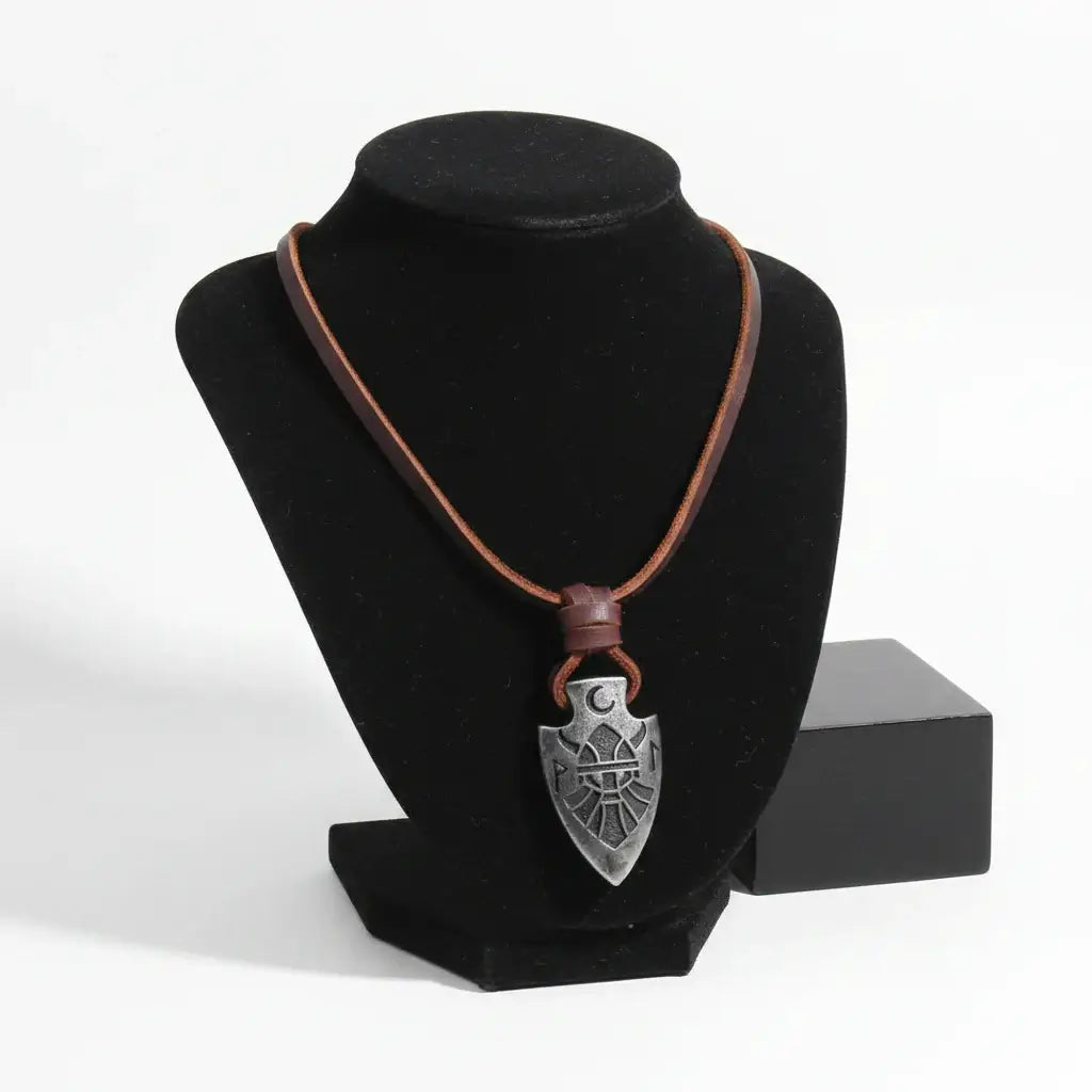 Viking Dragon Spear Stainless Steel Pendant Necklace for Men – Leather Chain Gift Box Set - Hadi Craft