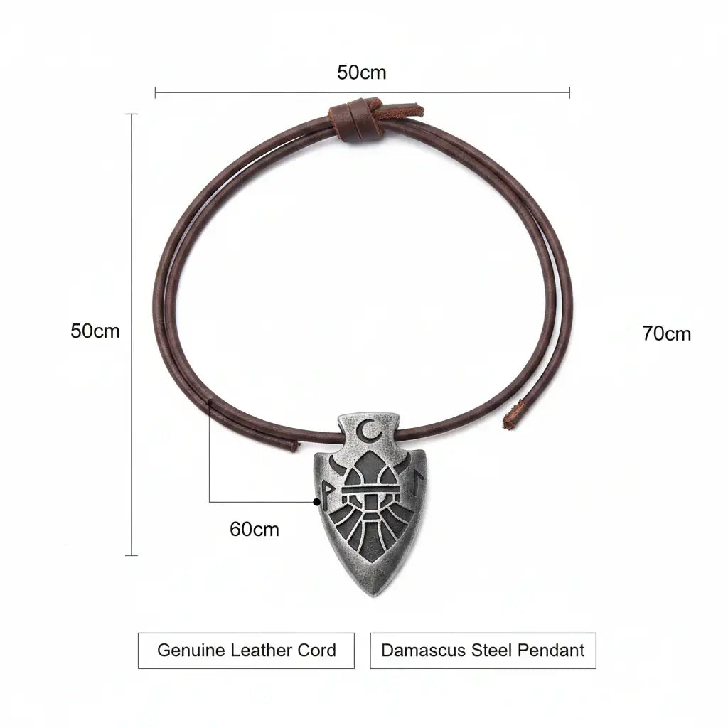 Viking Dragon Spear Stainless Steel Pendant Necklace for Men – Leather Chain Gift Box Set - Hadi Craft