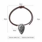 Viking Dragon Spear Stainless Steel Pendant Necklace for Men – Leather Chain Gift Box Set - Hadi Craft