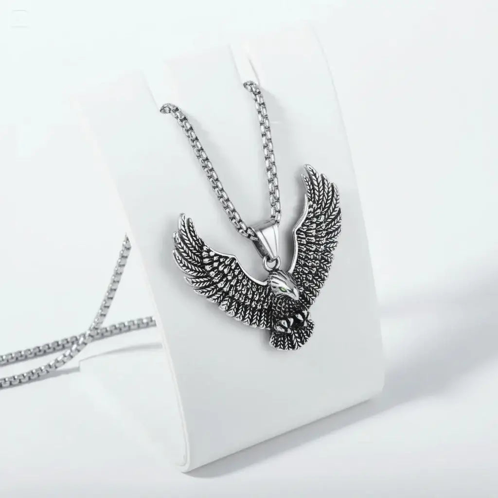 Viking Eagle Pendant Necklace Stainless Steel Protection Pendant Necklace for Men - Hadi Craft
