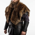 Viking Faux Fur Cape Collar – Medieval Warrior Fur Shawl Cloak for Renaissance, Halloween & Cosplay - Hadi Craft