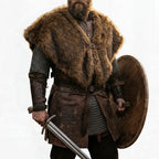 Viking Faux Fur Cape Collar – Medieval Warrior Fur Shawl Cloak for Renaissance, Halloween & Cosplay - Hadi Craft