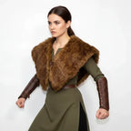 Viking Faux Fur Cape Collar – Medieval Warrior Fur Shawl Cloak for Renaissance, Halloween & Cosplay - Hadi Craft
