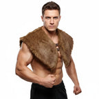 Viking Faux Fur Cape Collar – Medieval Warrior Fur Shawl Cloak for Renaissance, Halloween & Cosplay - Hadi Craft