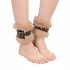 Viking Faux Leather Bracers with Fur – Medieval Warrior Arm Cuffs for LARP, Renaissance, Halloween & Cosplay Costume - Hadi Craft