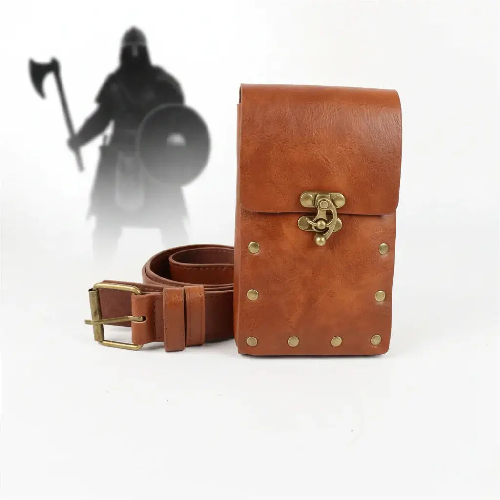 Viking Knight Cosplay Belt Scabbard Waist Bag Medieval Renaissance Costume Faux Leather Harness for Men Women - Hadi Craft