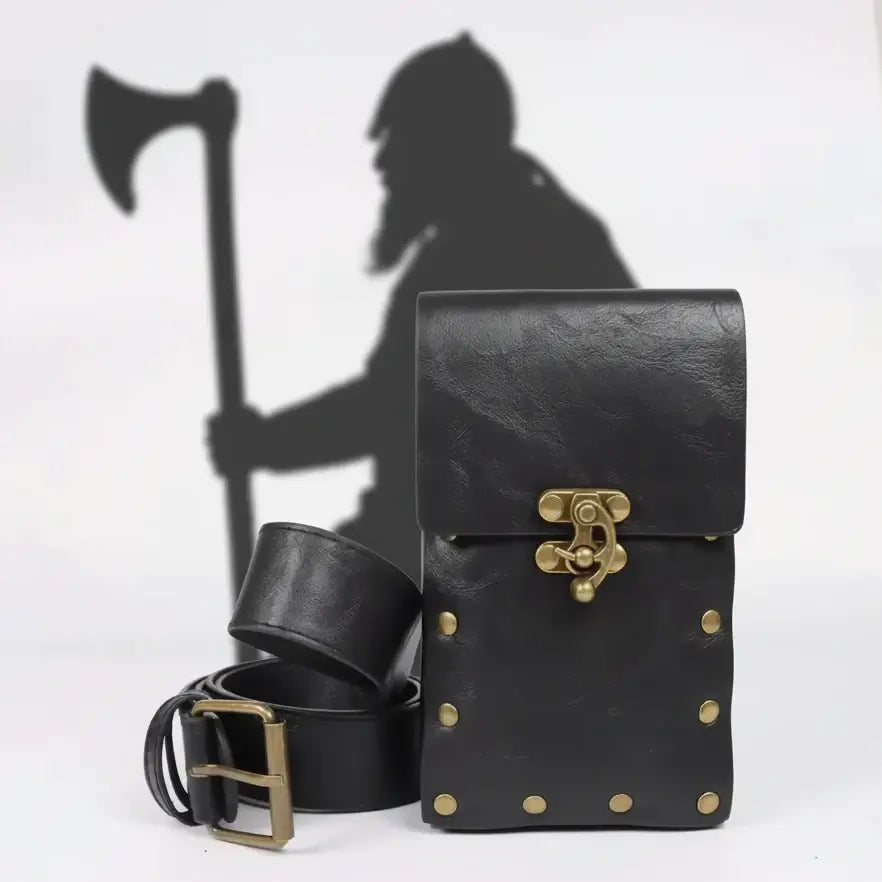 Viking Knight Cosplay Belt Scabbard Waist Bag Medieval Renaissance Costume Faux Leather Harness for Men Women - Hadi Craft