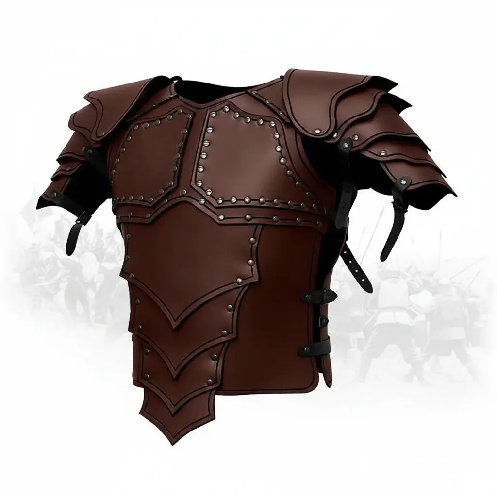 Viking Knight Shoulder Armor Set – Medieval PU Leather Pauldrons for Cosplay, LARP, Pirate & Steampunk Costume - Hadi Craft