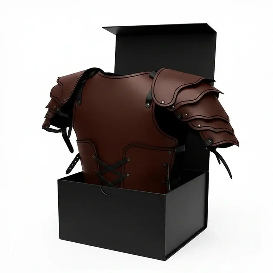 Viking Knight Shoulder Armor Set – Medieval PU Leather Pauldrons for Cosplay, LARP, Pirate & Steampunk Costume - Hadi Craft