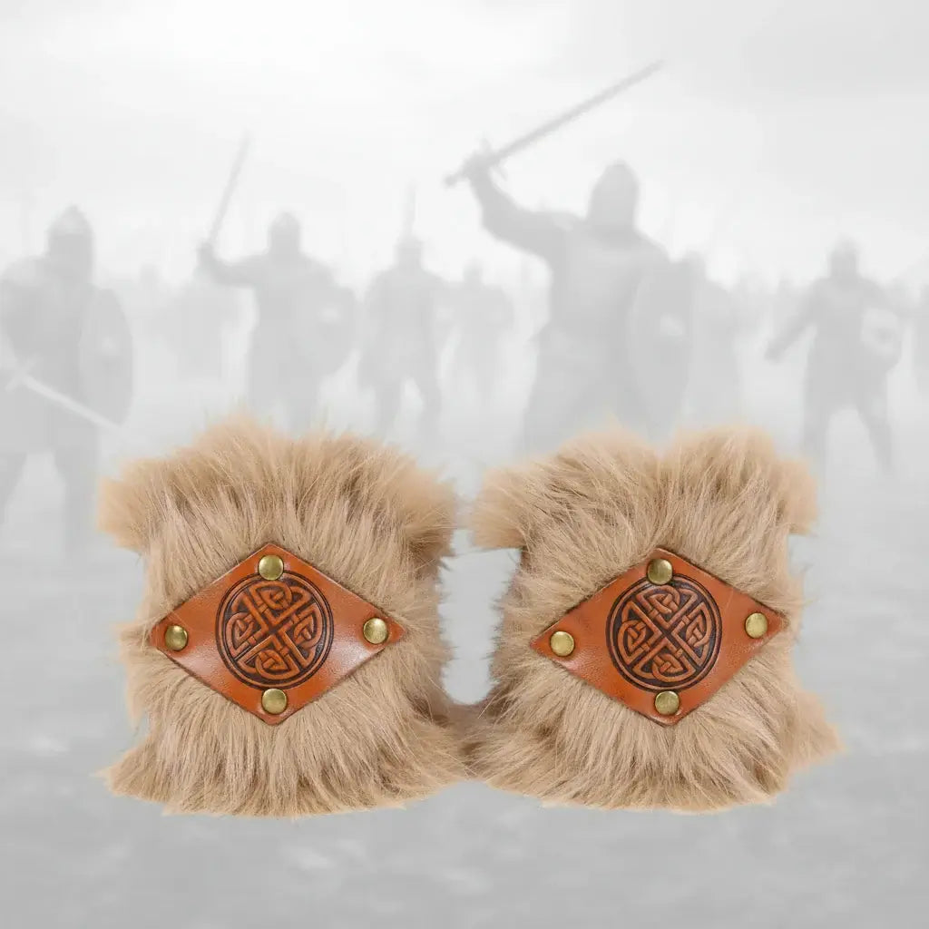 Viking Leather Bracers Set – Nordic Warrior Arm Guards for LARP, Renaissance Fair & Cosplay Costume - Hadi Craft