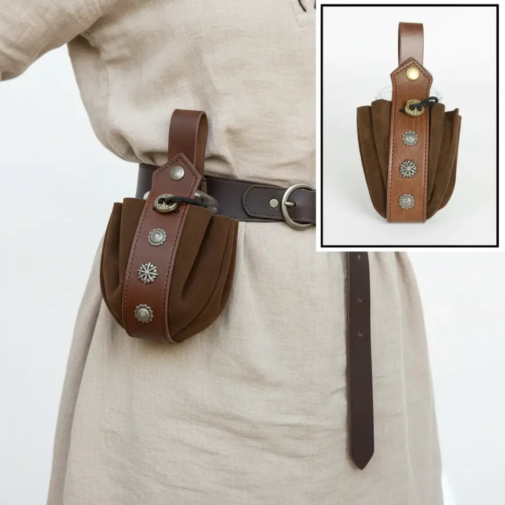 Viking Medieval Belt Pouch Retro Waist Bag Faux Leather Coin Purse Hanging Belt Bag for Men Women - Hadi Craft