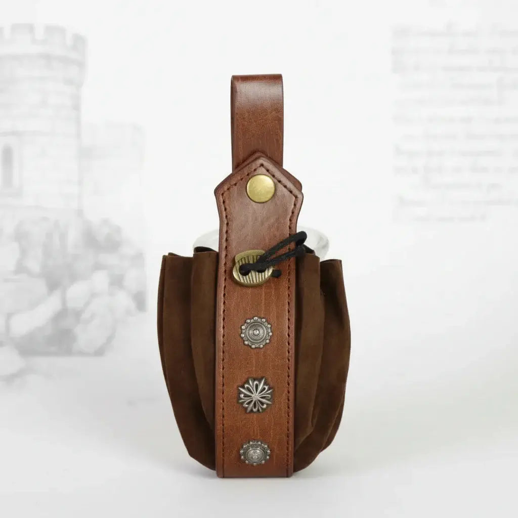 Viking Medieval Belt Pouch Retro Waist Bag Faux Leather Coin Purse Hanging Belt Bag for Men Women - Hadi Craft