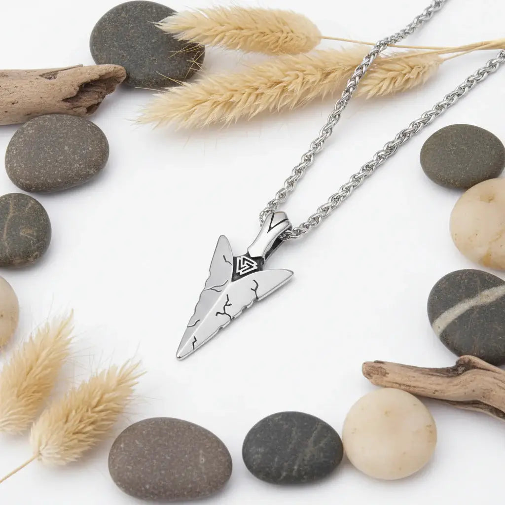 Viking Odin Spear Necklace Pendant Necklace Stainless Steel - Hadi Craft