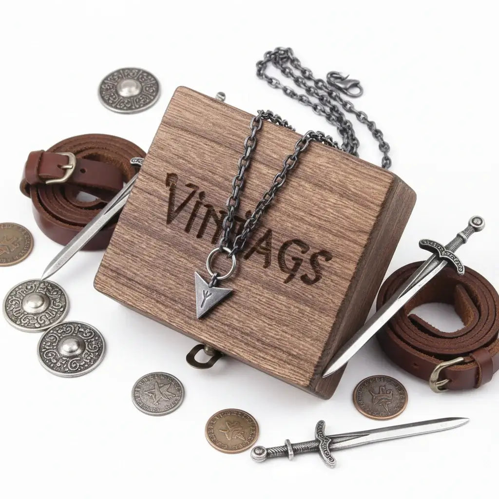 Viking Odin Spear Necklace Pendant Necklace Stainless Steel - Hadi Craft