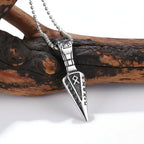 Viking Rune Arrow Necklace – Nordic Pendant Punk Hip Hop Jewelry for Men - Hadi Craft