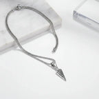 Viking Rune Arrow Necklace – Nordic Pendant Punk Hip Hop Jewelry for Men - Hadi Craft