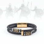 Viking Rune Leather Bracelet – Men’s Braided Stainless Steel Norse Bracelet Punk Multilayer Jewelry Gift - Hadi Craft
