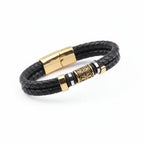 Viking Rune Leather Bracelet – Men’s Braided Stainless Steel Norse Bracelet Punk Multilayer Jewelry Gift - Hadi Craft