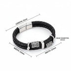 Viking Rune Leather Bracelet – Men’s Braided Stainless Steel Norse Bracelet Punk Multilayer Jewelry Gift - Hadi Craft
