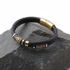 Viking Rune Leather Bracelet – Men’s Braided Stainless Steel Norse Bracelet Punk Multilayer Jewelry Gift - Hadi Craft