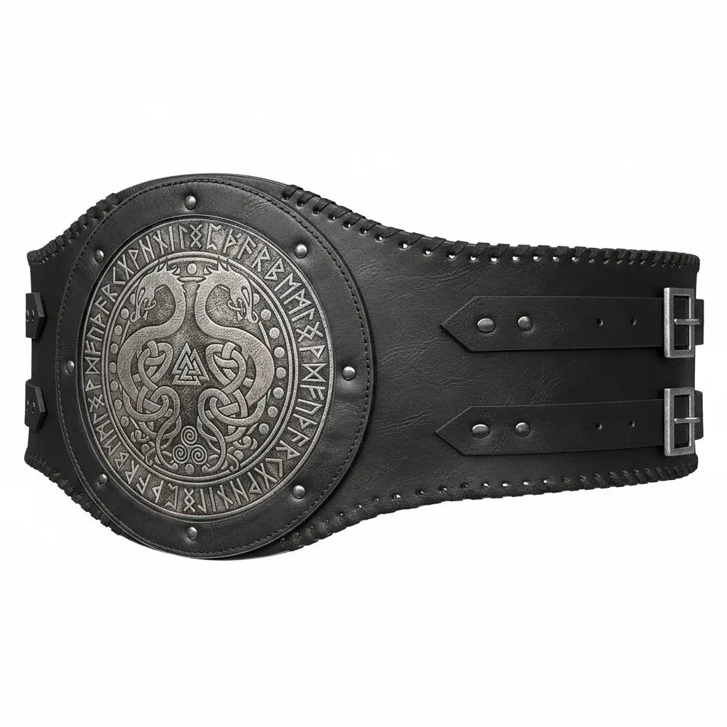 Viking Runic Leather Belt – Medieval Nordic LARP Waist Belt for Renaissance, Pirate & Warrior Cosplay - Hadi Craft
