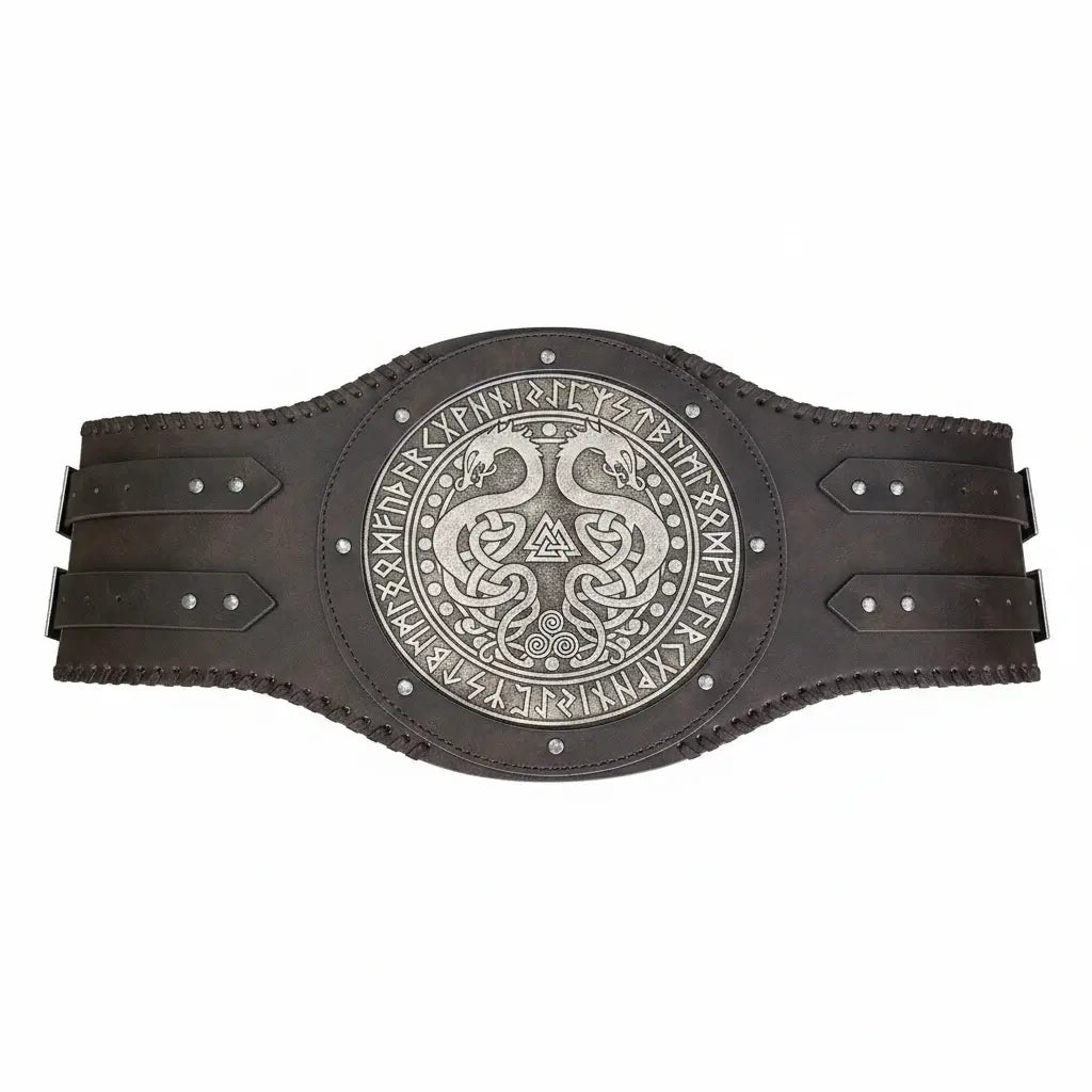 Viking Runic Leather Belt – Medieval Nordic LARP Waist Belt for Renaissance, Pirate & Warrior Cosplay - Hadi Craft