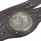 Viking Runic Leather Belt – Medieval Nordic LARP Waist Belt for Renaissance, Pirate & Warrior Cosplay - Hadi Craft